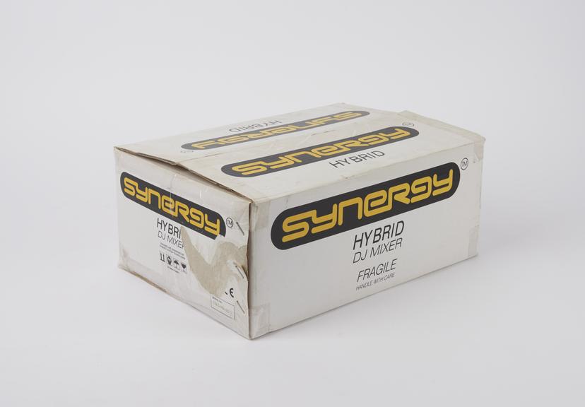 Cardboard box for 'Hybrid' DJ's turntable mixer, by Synergy