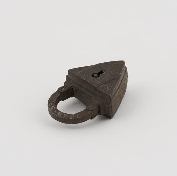 Triangular rought iron padlock