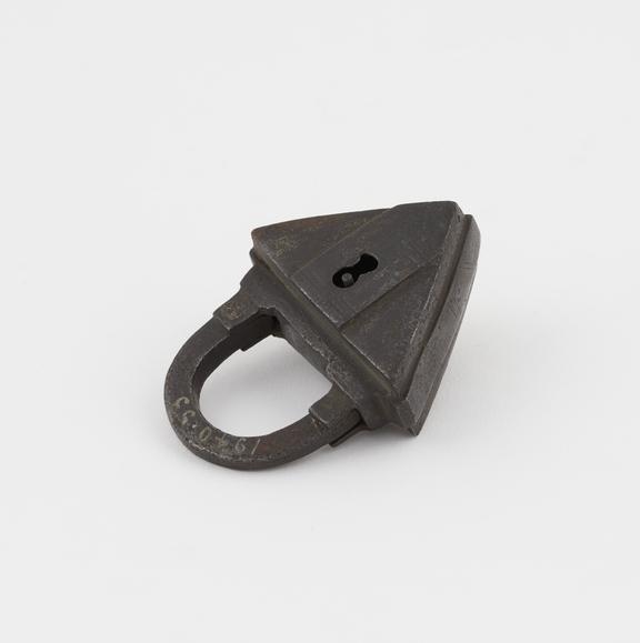 Triangular rought iron padlock