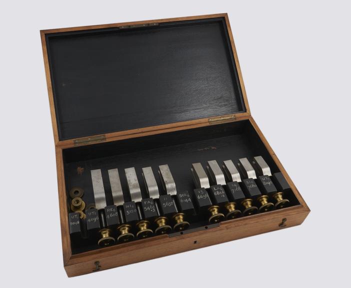 Twelve tuning forks with ivory hammer