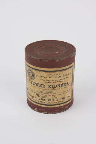 Empty tin of stewed kidneys taken on Scott's Antarctic Expedition of 1910