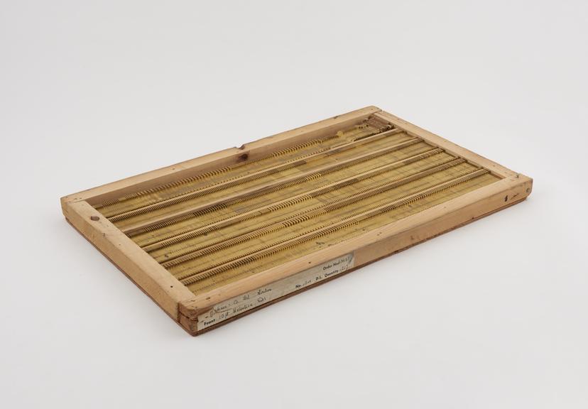 Wooden box with spare matrices from the Linecaster C3 model