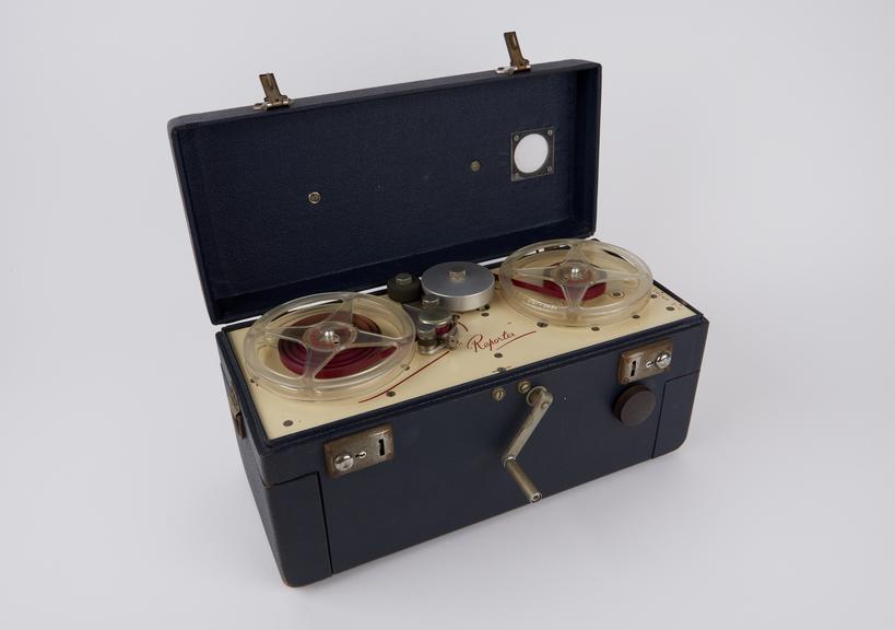 Boosey & Hawkes 'Reporter' clockwork tape recorder, 1953.