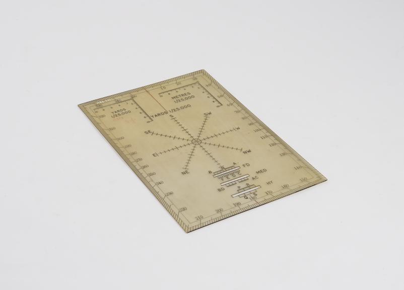 Rectangular protractor, artillery pattern, attributed to J.H