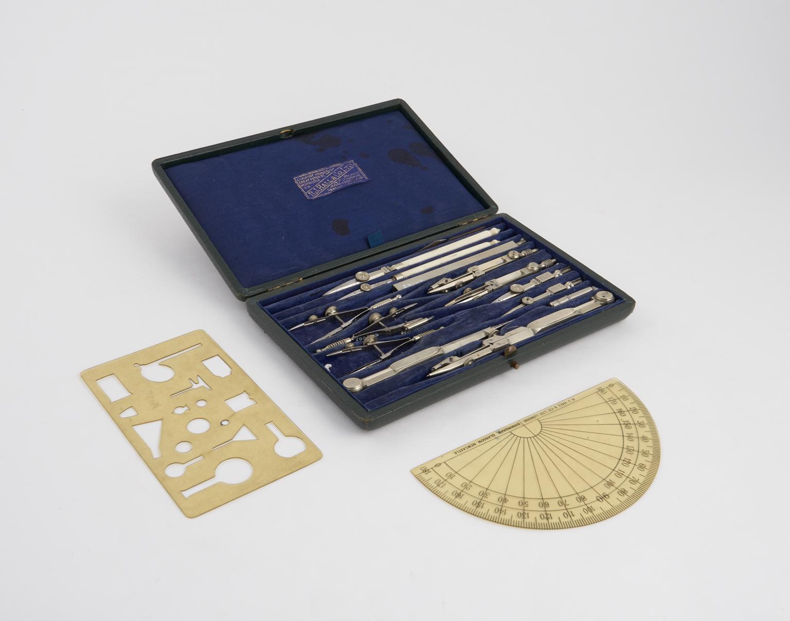 Math Instruments Labelled Set of mathematical drawing instruments by B. J. Hall & o.Ltd ...