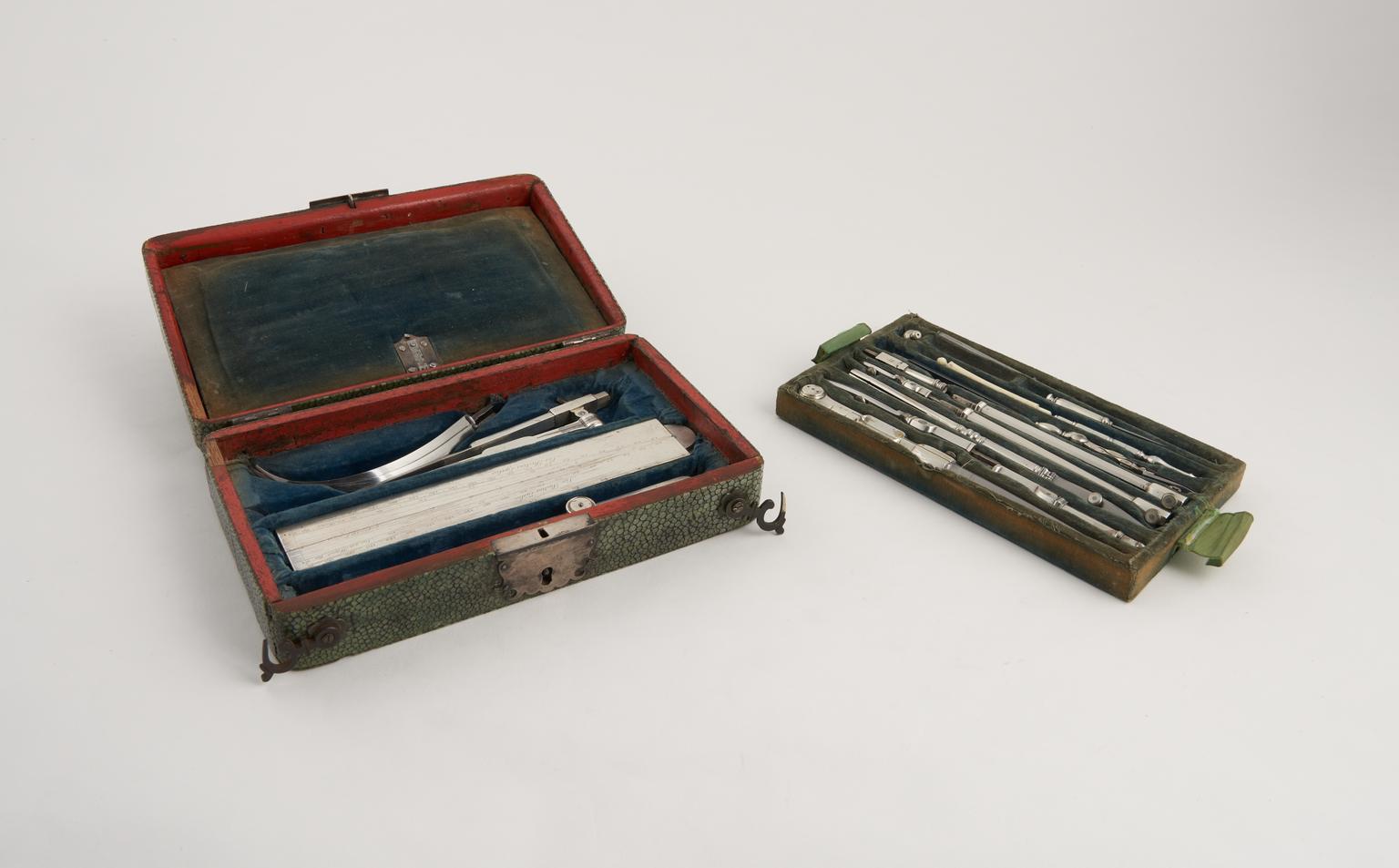 Silver Drawing Instruments Set of silver drawing instruments in shagreen magazine case | Science ...