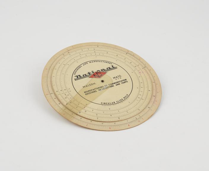 Circular slide rule and time zone scale, cardboard and plastic