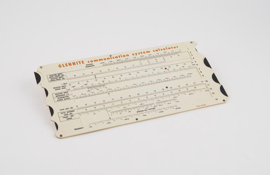 Glennite slide rule for radio communications with four sliders