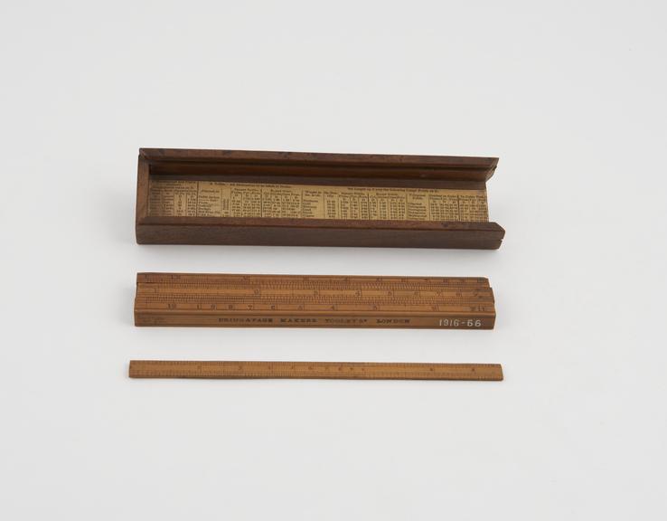 Boxwood Slide Rule; made by Dring and Fage