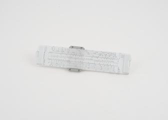 Slide rule in white plastic with cursor