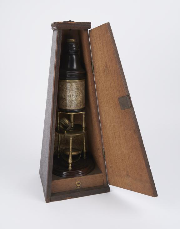 Culpeper type microscope unsigned [by Culpeper] with wooden