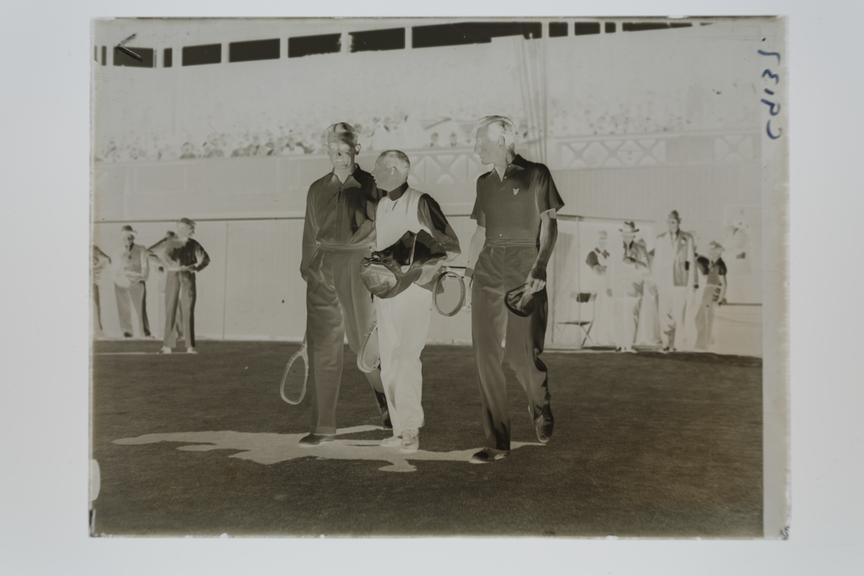 Daily Herald glass negative showing tennis star Fred Perry