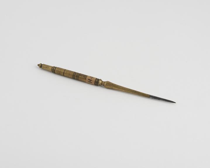 Protracing Pin (c. 1700), brass with steel point, 5 1/4 long'