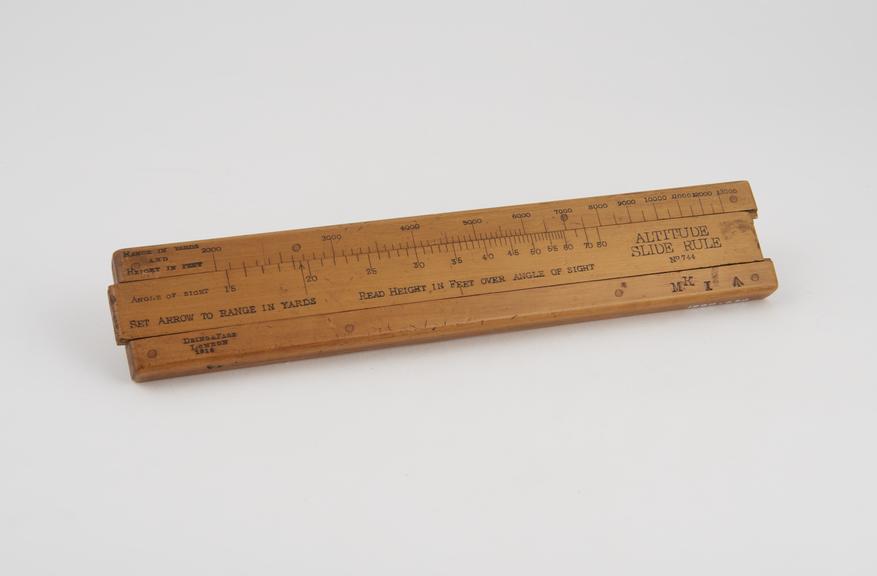 Altitude slide rule for ballistics use by Dring & Fage, London