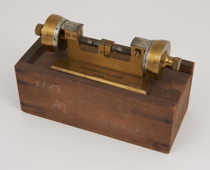 Brass micrometer by Siemens Bros & Co