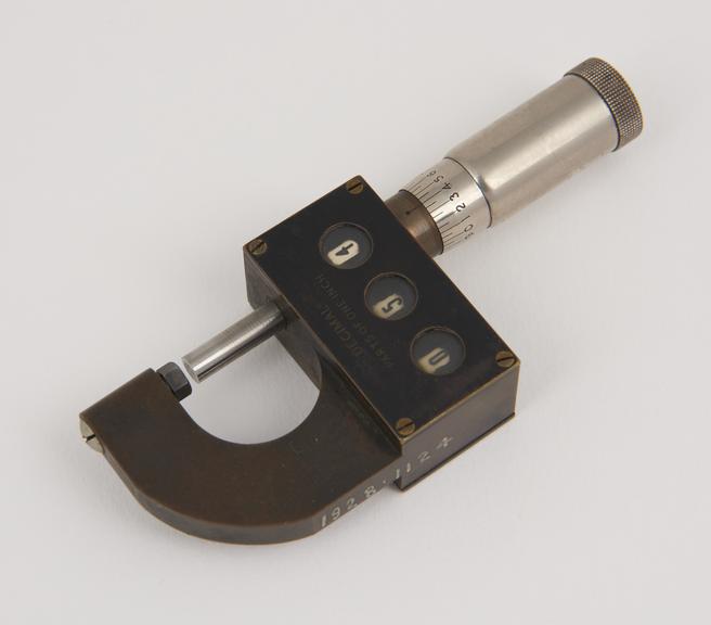 Micrometer caliper, direct reading, invented by J