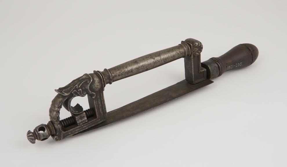 Saw, wrought iron, German, 17th century.