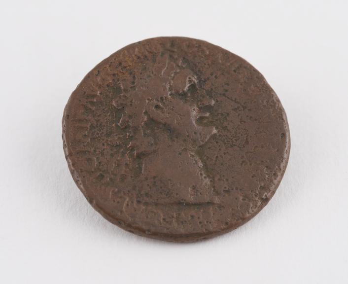 One of seven Roman bronze coins, Constantine the Great