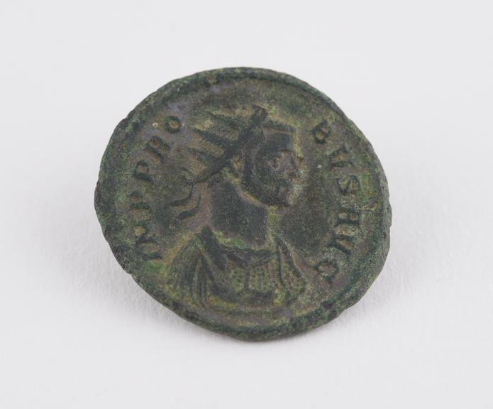 One of seven Roman bronze coins, Probus A.D. 276-282.