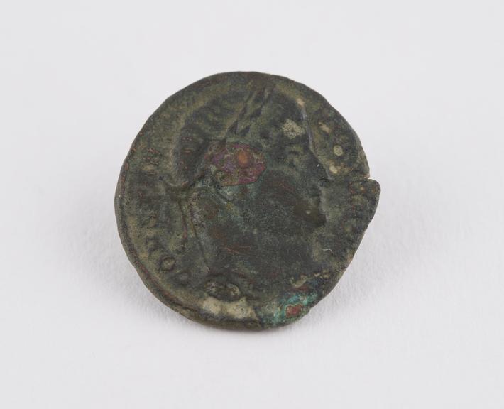 One of seven Roman bronze coins, Constantius (York) A.D.293-306.