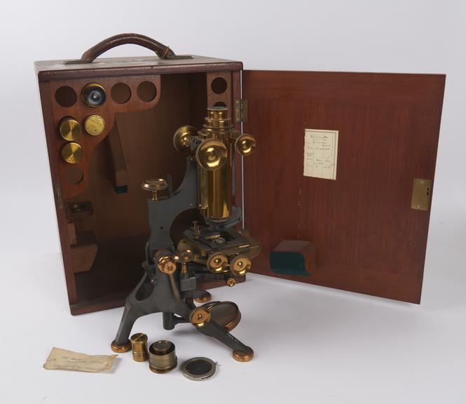 Microscope, made by Watson, in case with lenses