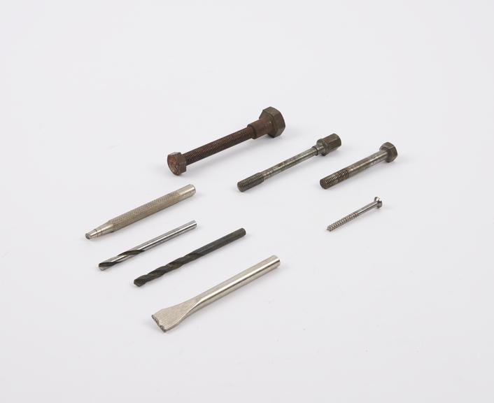 Eight metal components associated with the Supermarine Rolls