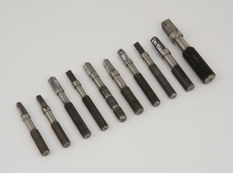 Nine fluted taps, made and used by Henry Maudslay, c. 1800