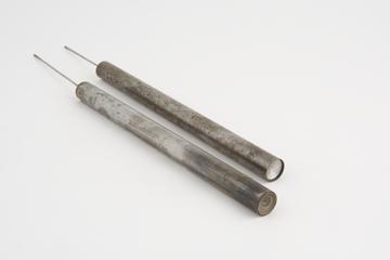 2 spare aluminium cathodes, used by Kathleen Lonsdale