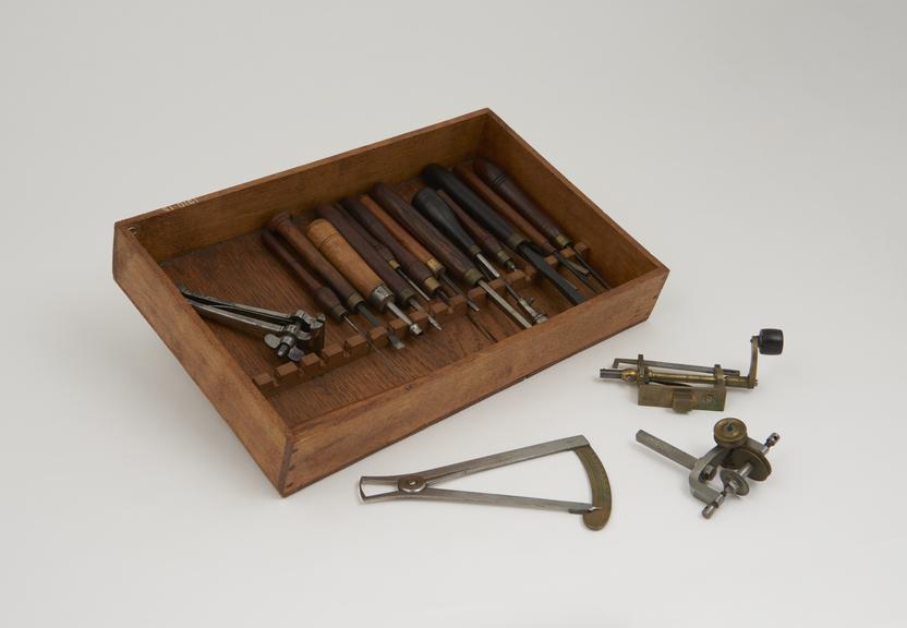 Selection of accessories for two watchmaker's lathes