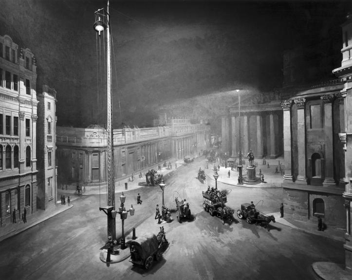 Diorama illustrating an Early Electrically Lit Street