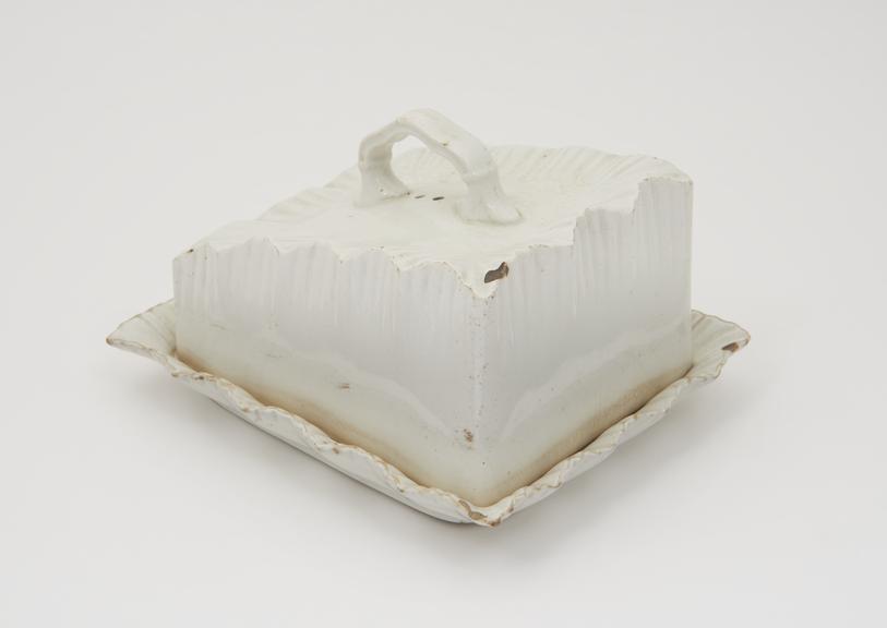 White ceramic 'earthenware' cheese dish, carmen ware, by J.A