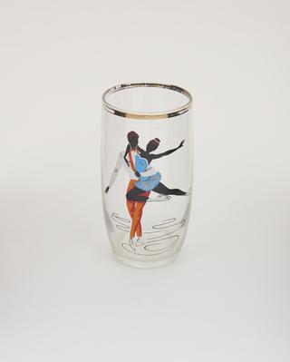 Figure skater drinking glass from the 1950s