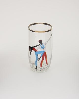 Figure skater drinking glass from the 1950s