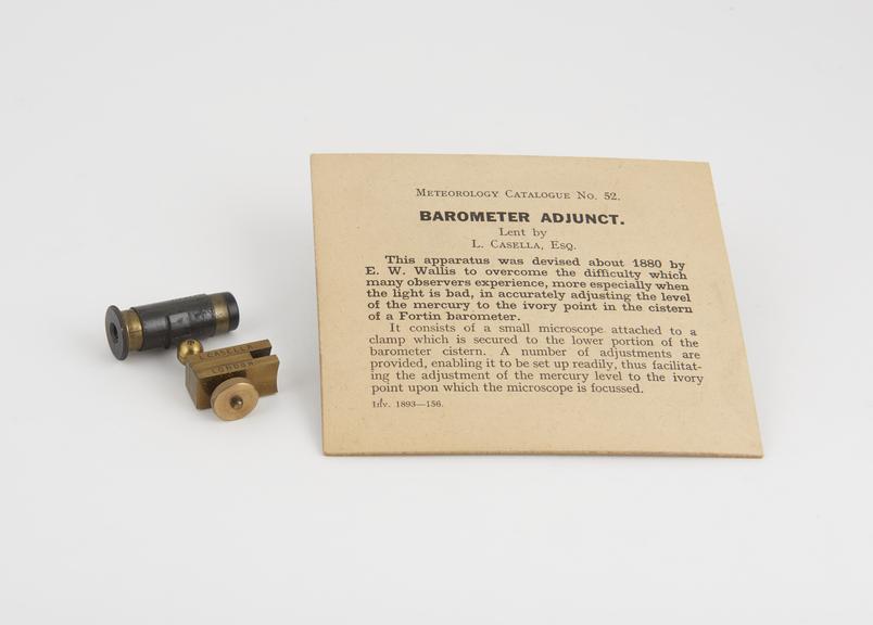 Wallis barometer eyepiece by L. Casella, London, England, 1880.