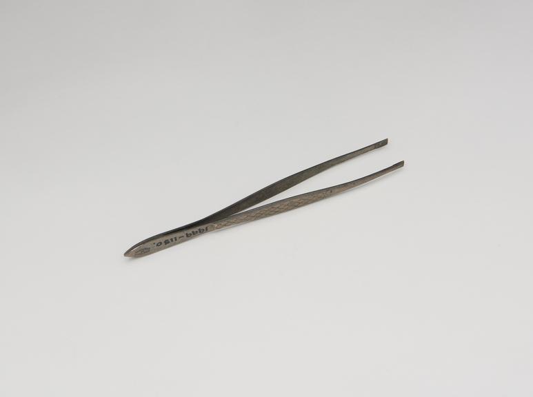 Tweezers, steel, marked `81' Sheffield, England. c1950