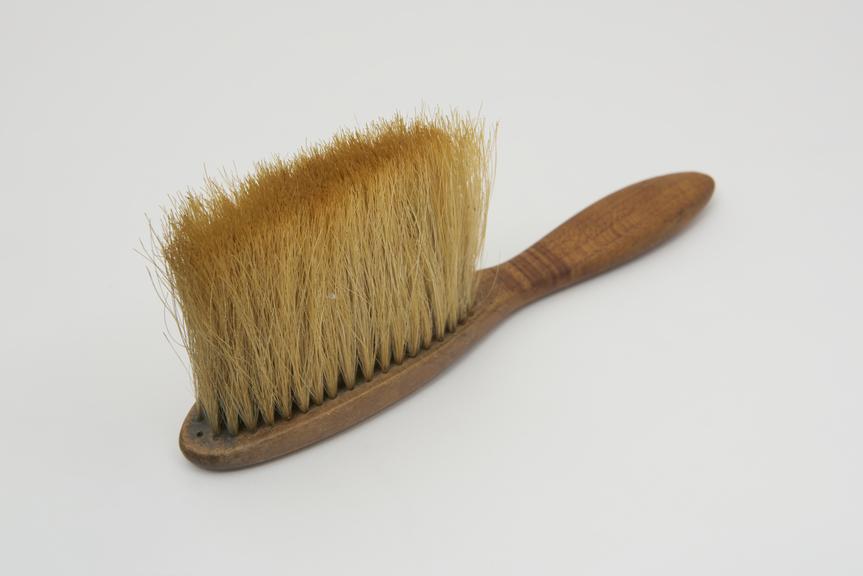 Hairdresser's powder brush. Wood handle, hair brush