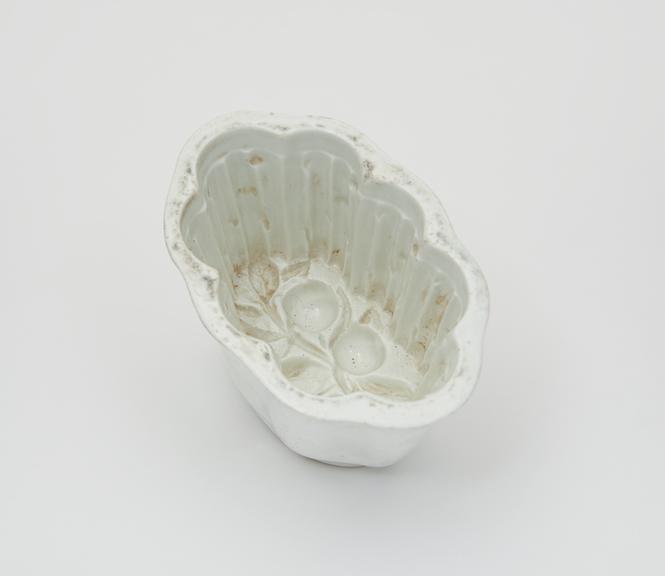 White, earthenware jelly mould, one of 4, unsigned, British (?)