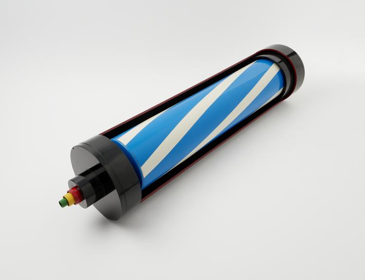 sectioned model showing aspects of the gas centrifuge developed