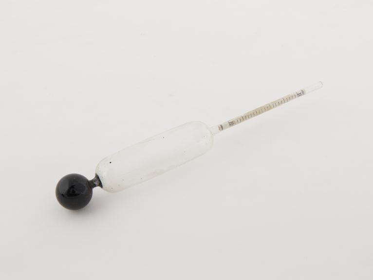 Glass hydrometer marked Baird & Tatlock. 172mm long. Range 1