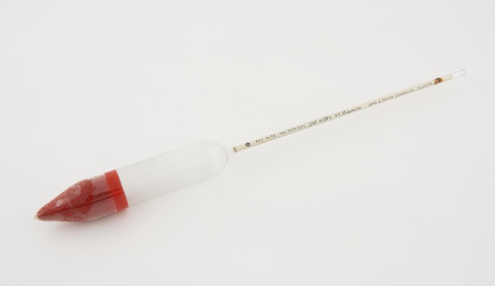 Glass hydrometer marked Baird & Tatlock, to BSS718