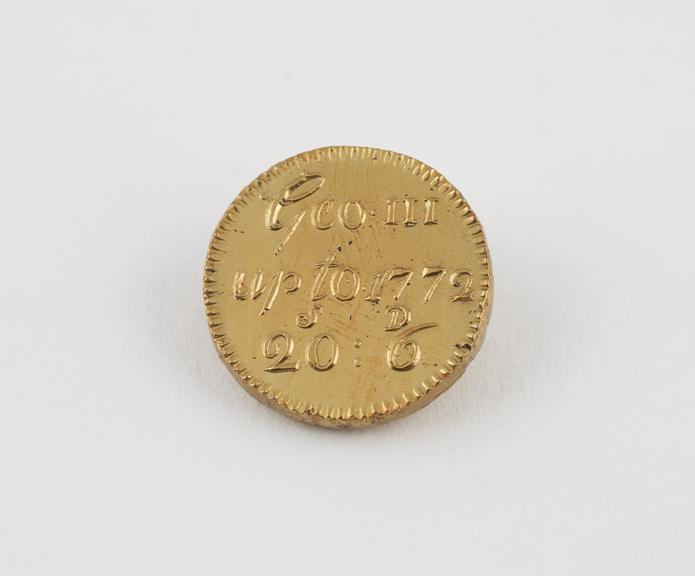 One of 14 Brass Coin Weights for English Gold Coins