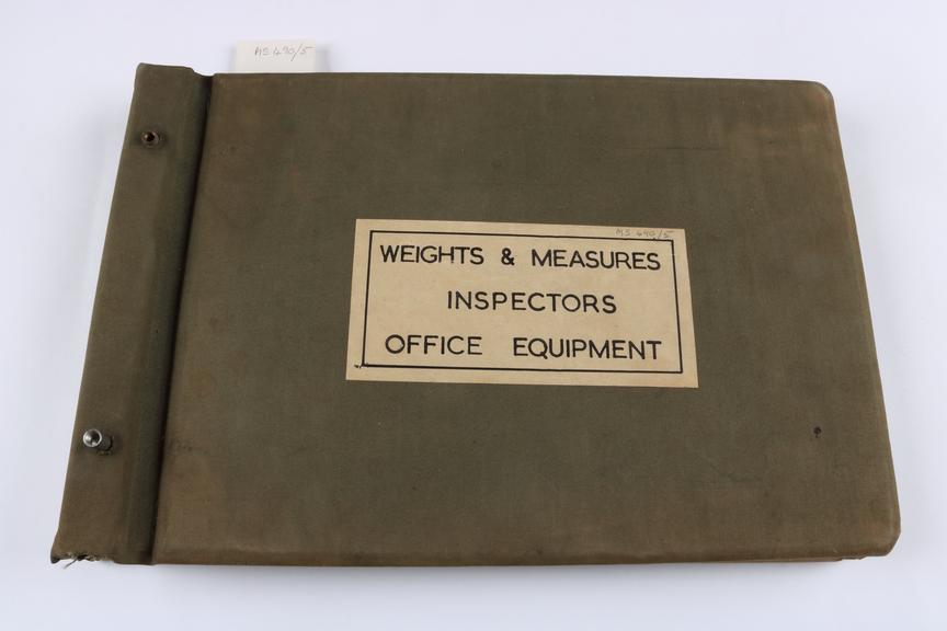 Volume entitled "Weights & Measures Inspectors Office Equipment"