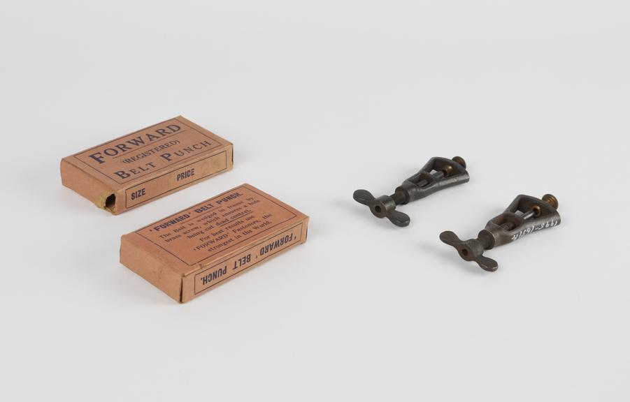 Two 'Forward' belt punches, 1923 to 1933, in original boxes