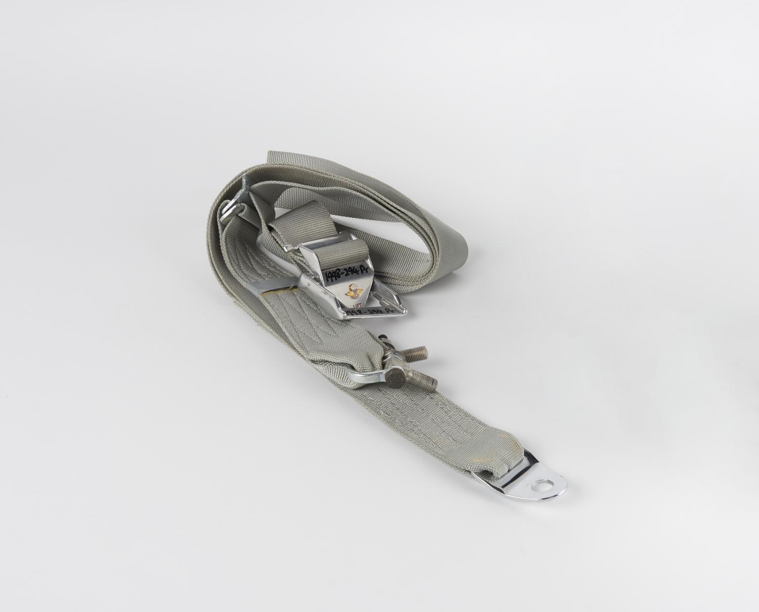 Irvin motor vehicle seat belt with one anchorage device attached