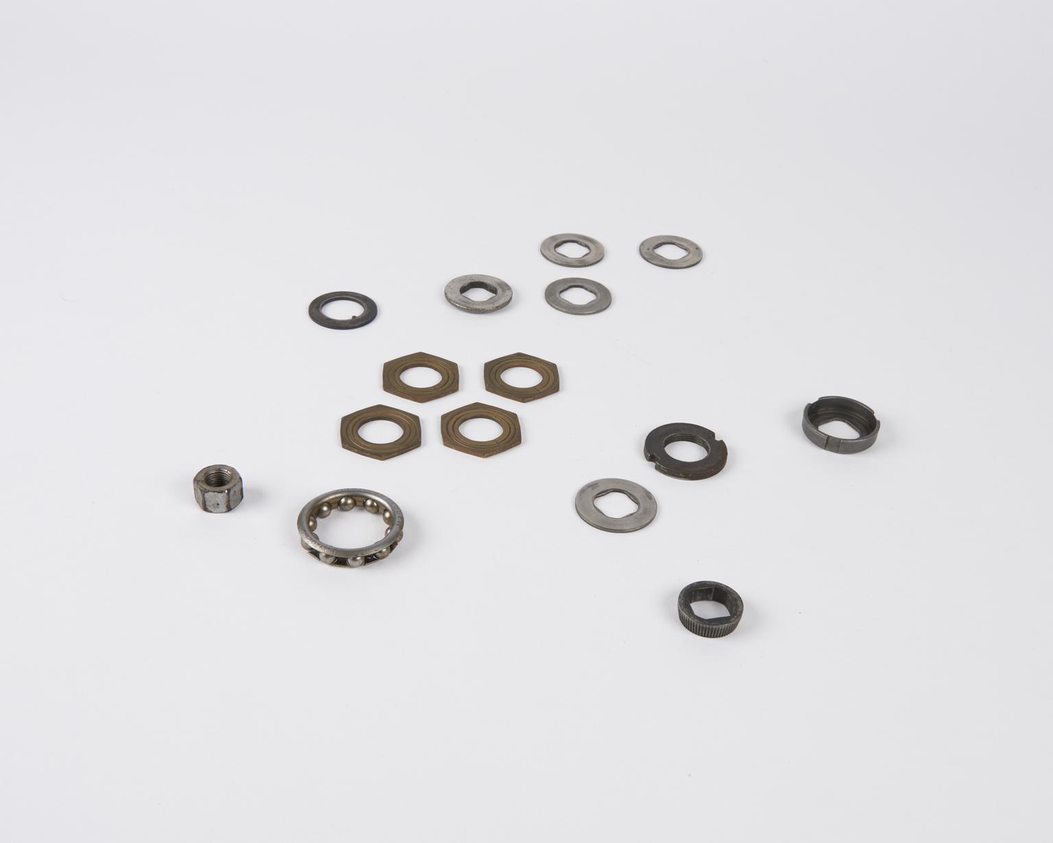 Fifteen components from Becksons pedal brake hub for cycles.