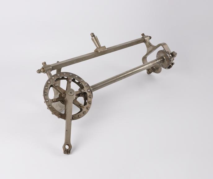 Lloyd's patent cross roller gear for cycles, on cast iron stand