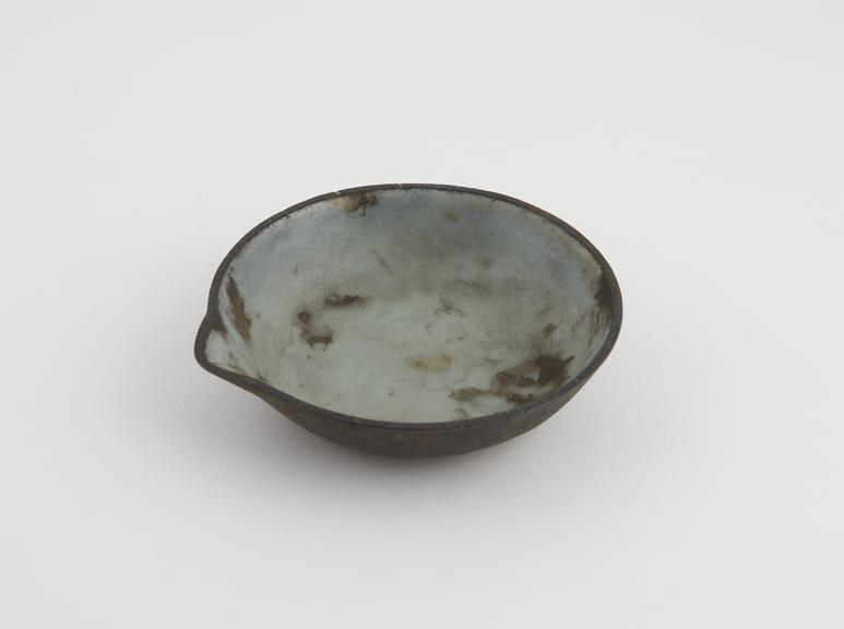 Evaporating basin, thin cast iron lined with glazed earthenware