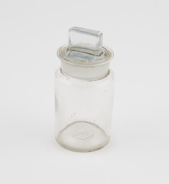 Weighting glass bottle with glass stopper, H: 90mm x W: 50mm