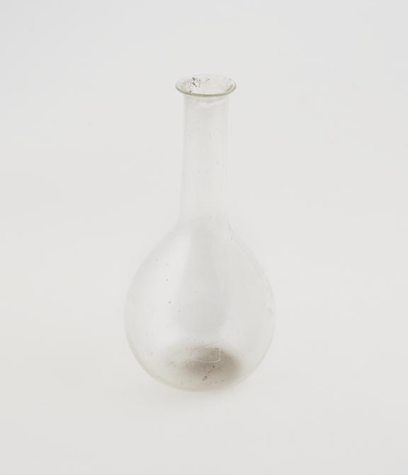 Florence flask, flat bottom, glass, H: 135mm x W: 70mm, British