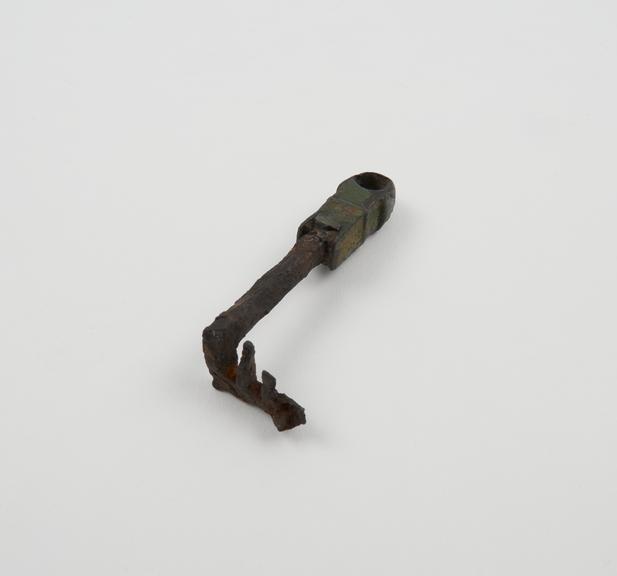 Roman key of iron, part of stem corroded